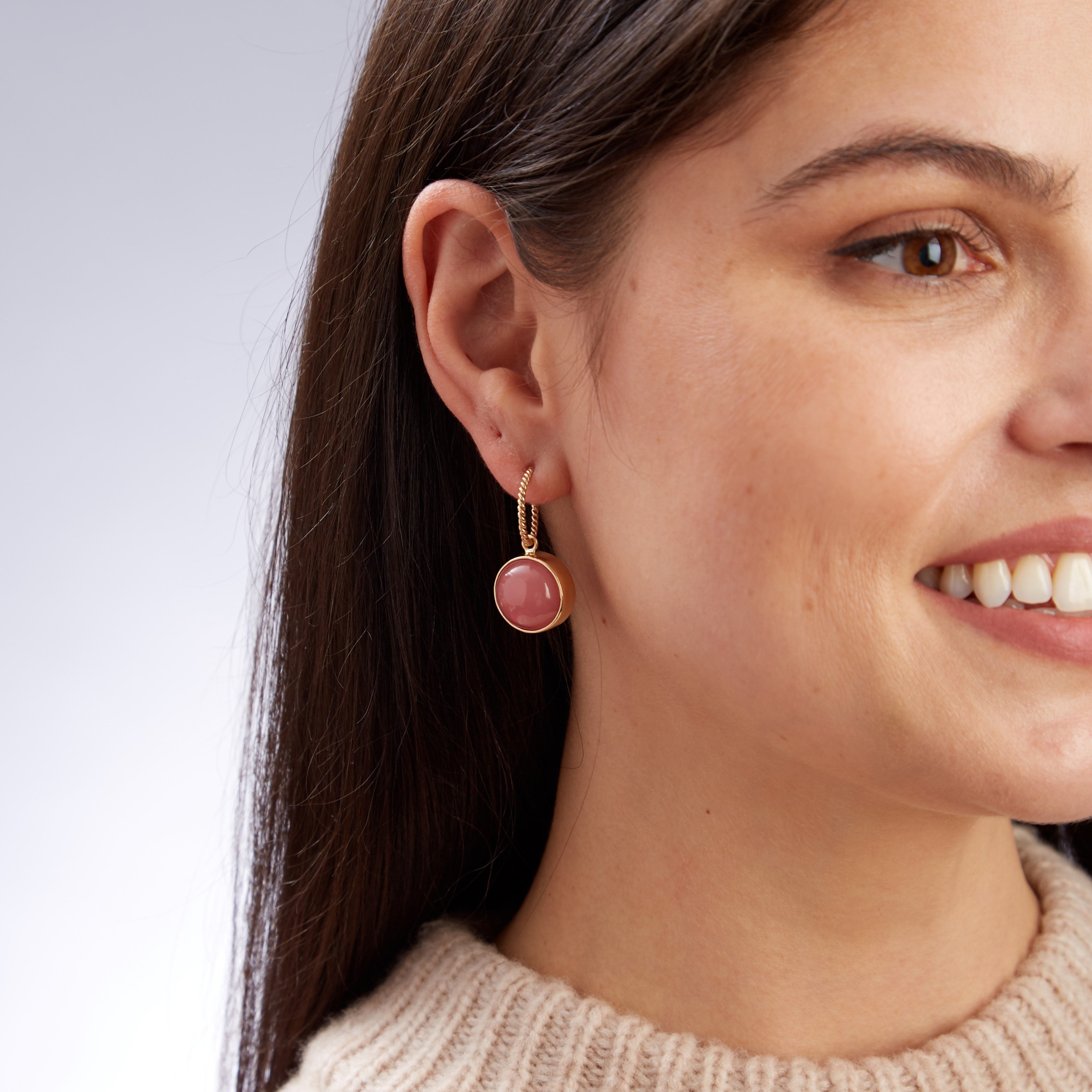 Guava Quartz Cabochon 15mm Earring Drops