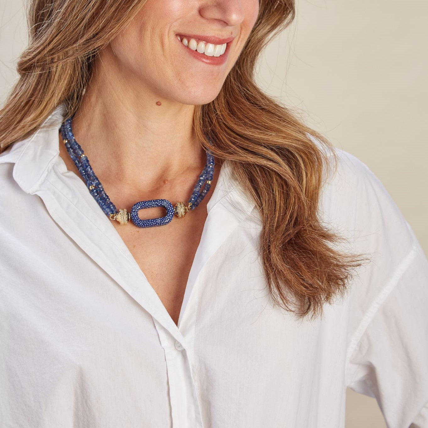 Peppercorn Blue Kyanite Double Strand Necklace