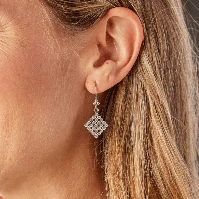 14K Filigree White Gold Thread Earrings