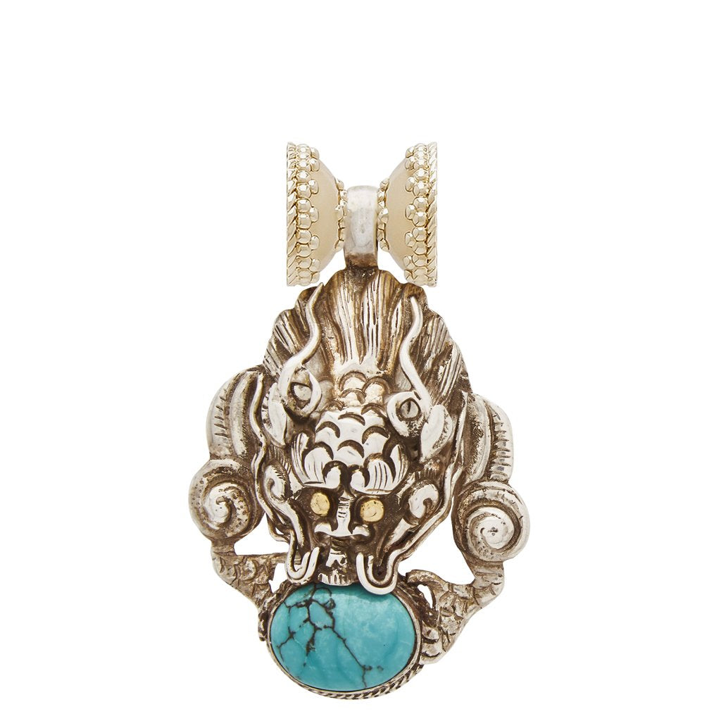 Tibetan Treasure Dragon with Turquoise Centerpiece