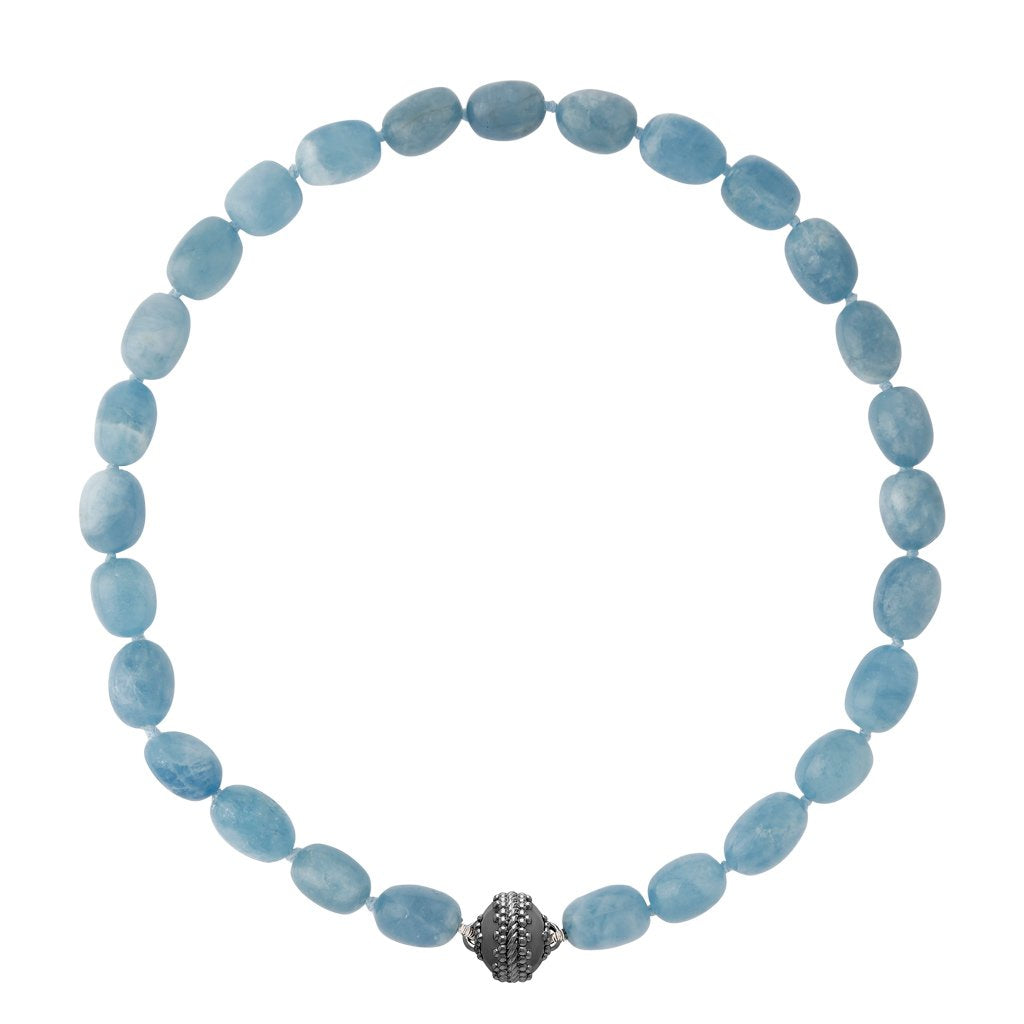 Helen Aquamarine Gunmetal Necklace